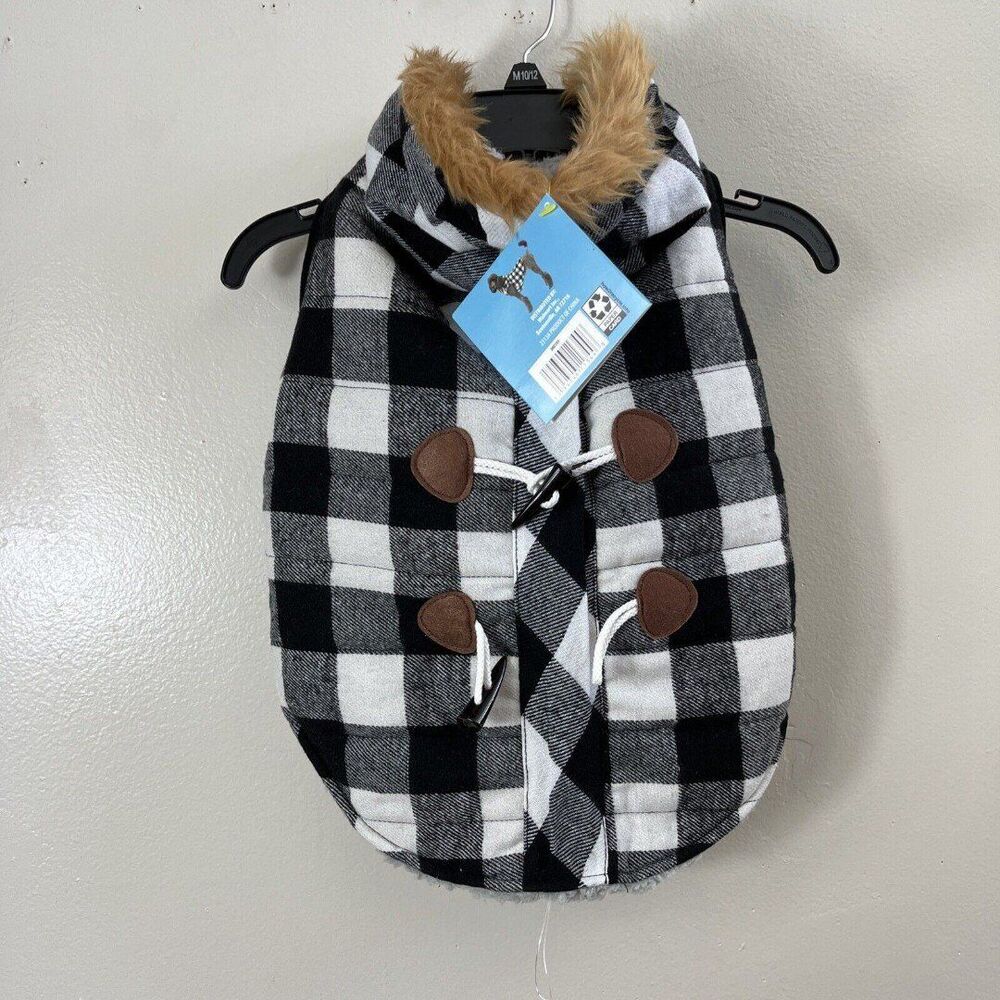 Vibrant Life Black Plaid Pet Sweater Dog Jacket Size M Beagle Poodle 20-50 Lb